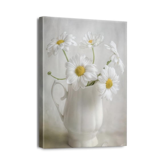Stunning White Daisy in Bottle Canvas Art - Perfect Touch for Your Modern Home Décor - Size 12x16
