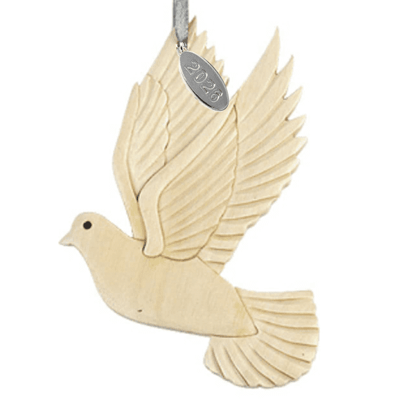 Stunning White Wood Dove Ornament, Dove of Peace Ornament, Religious Ornaments - Handcrafted, Comes in a Gift Box
