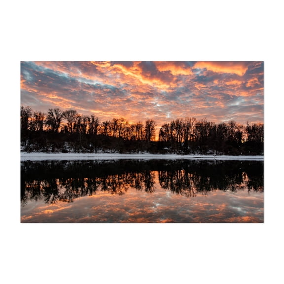 A Stunning Winter Sunset at Lake Marburg - Hanover Pennsylvania Photography Sunset Winter Scenic Landscape Nature Woods Unframed Wall Art Print 5 x 7 inches