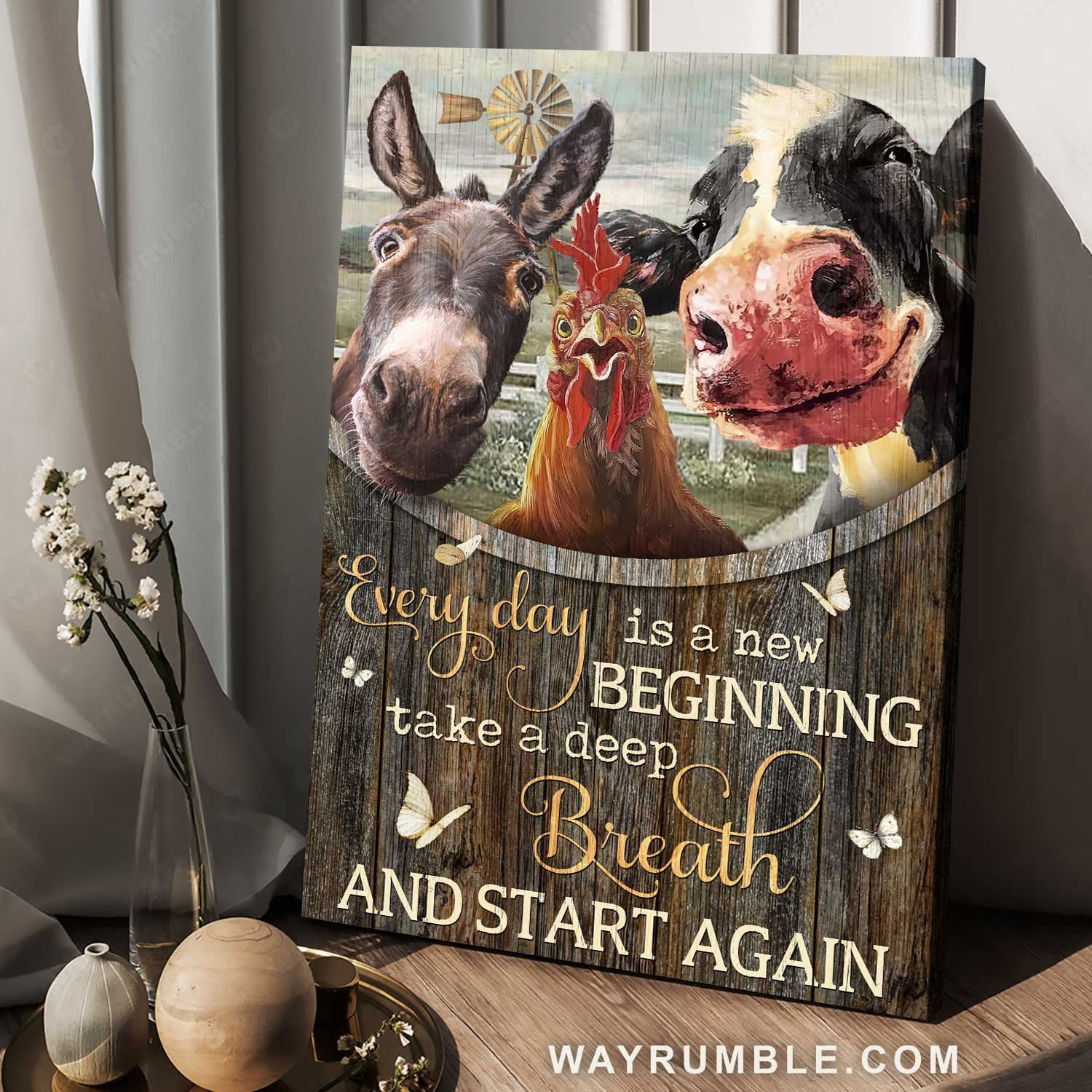 Stunning rooster, Dairy cow, Little donkey, Every day is a new ...