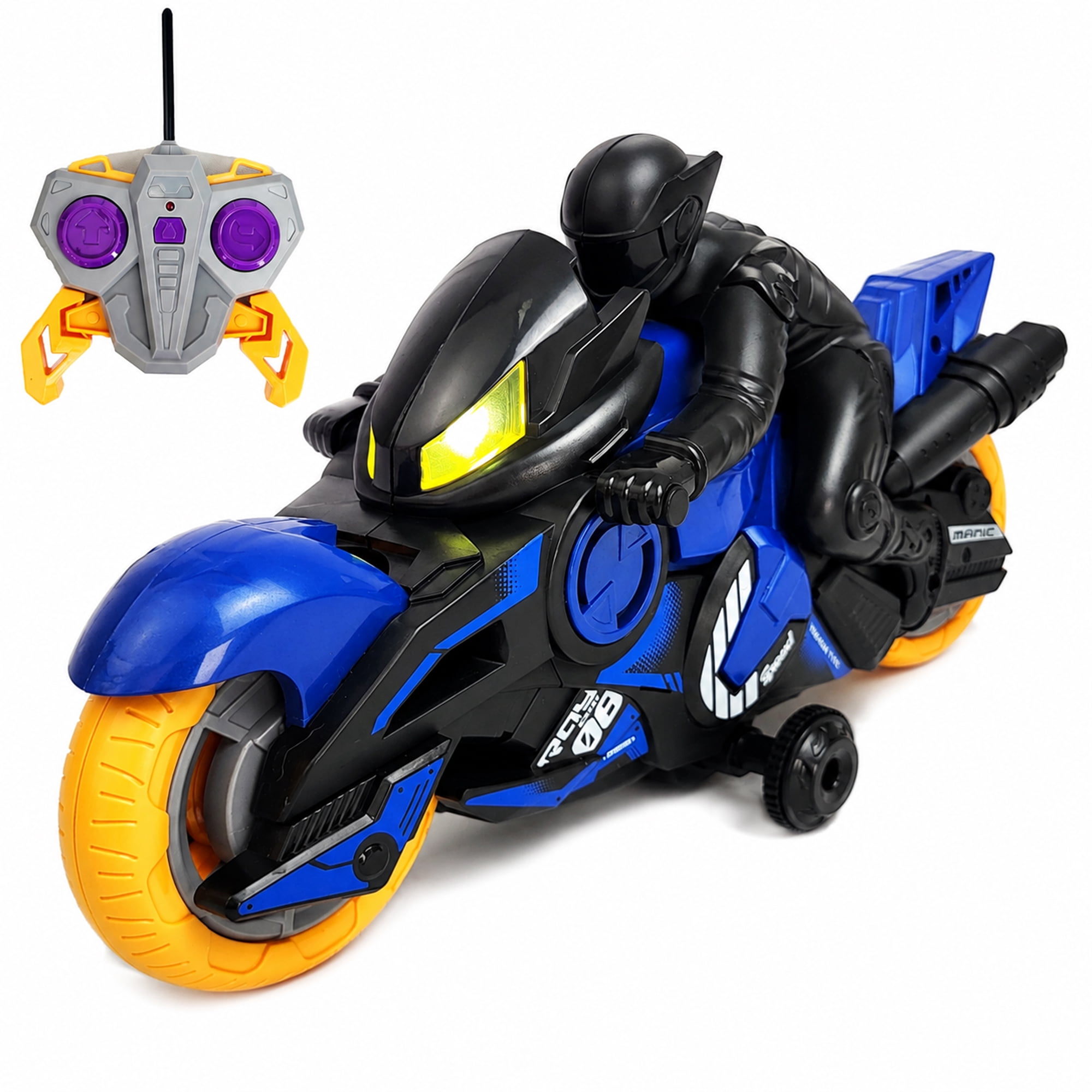 Stunt Motorcycle Toy with Remote Controller, 360° Spinning Motorbike with Side Drift Wheels, Indoor Racing Toy for Kids Ages 3+