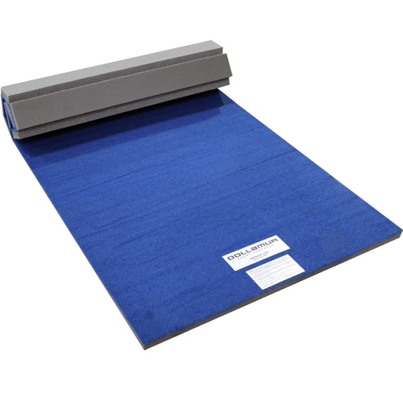 Dollamur 5'x10'x1-3/8" Gymnastics Mat, Blue, Carpeted Mat for Tumbling and Cheerleading, FLEXI-Roll®
