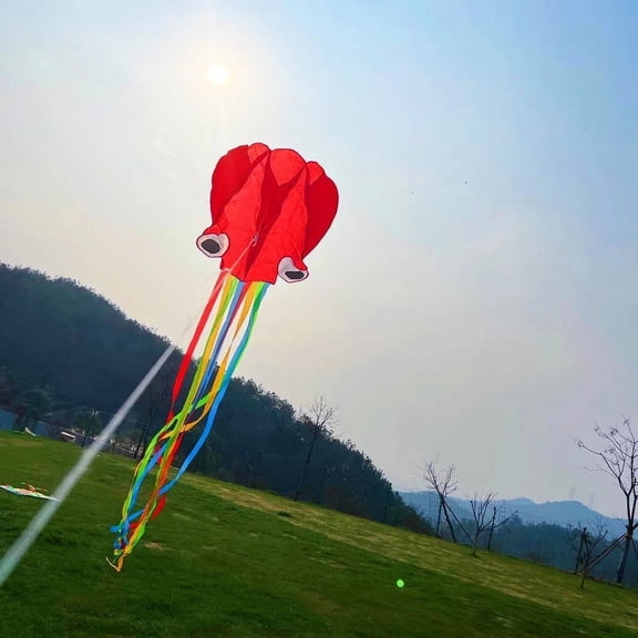 Stunt Power Kite No Rib Easy Fly Ready-to-Use Nylon Kite for Klds Teens Adults Beach Outdoor Fun Lightweight Portable No Assembly Gift