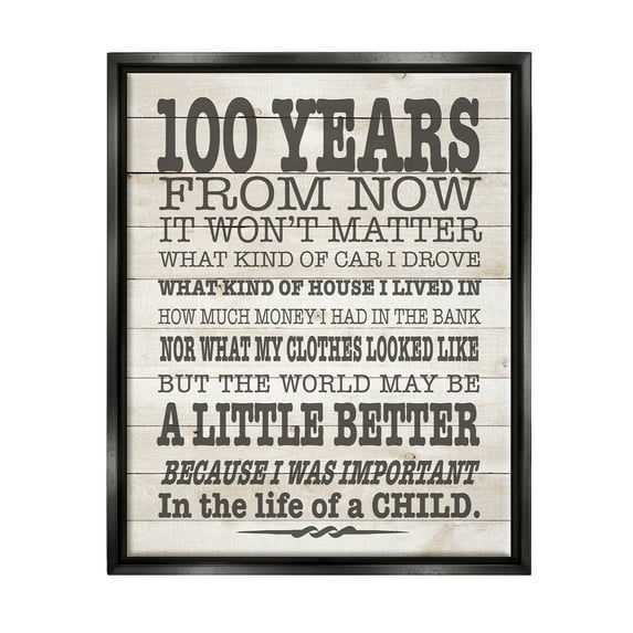 Stupell 100 Years From Now Inspiring Teacher Inspirational Painting Black Floater Framed Art Print Wall Art