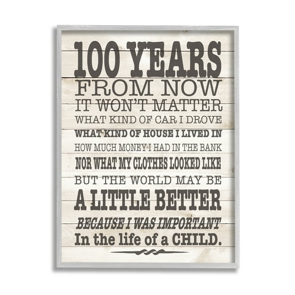 Stupell 100 Years From Now Inspiring Teacher Inspirational Painting Gray Framed Art Print Wall Art