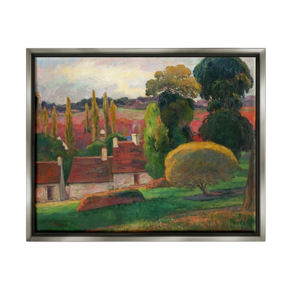 Stupell A Farm In Brittany Gauguin Classic Landscape Painting Gray Floater Framed Art Print Wall Art