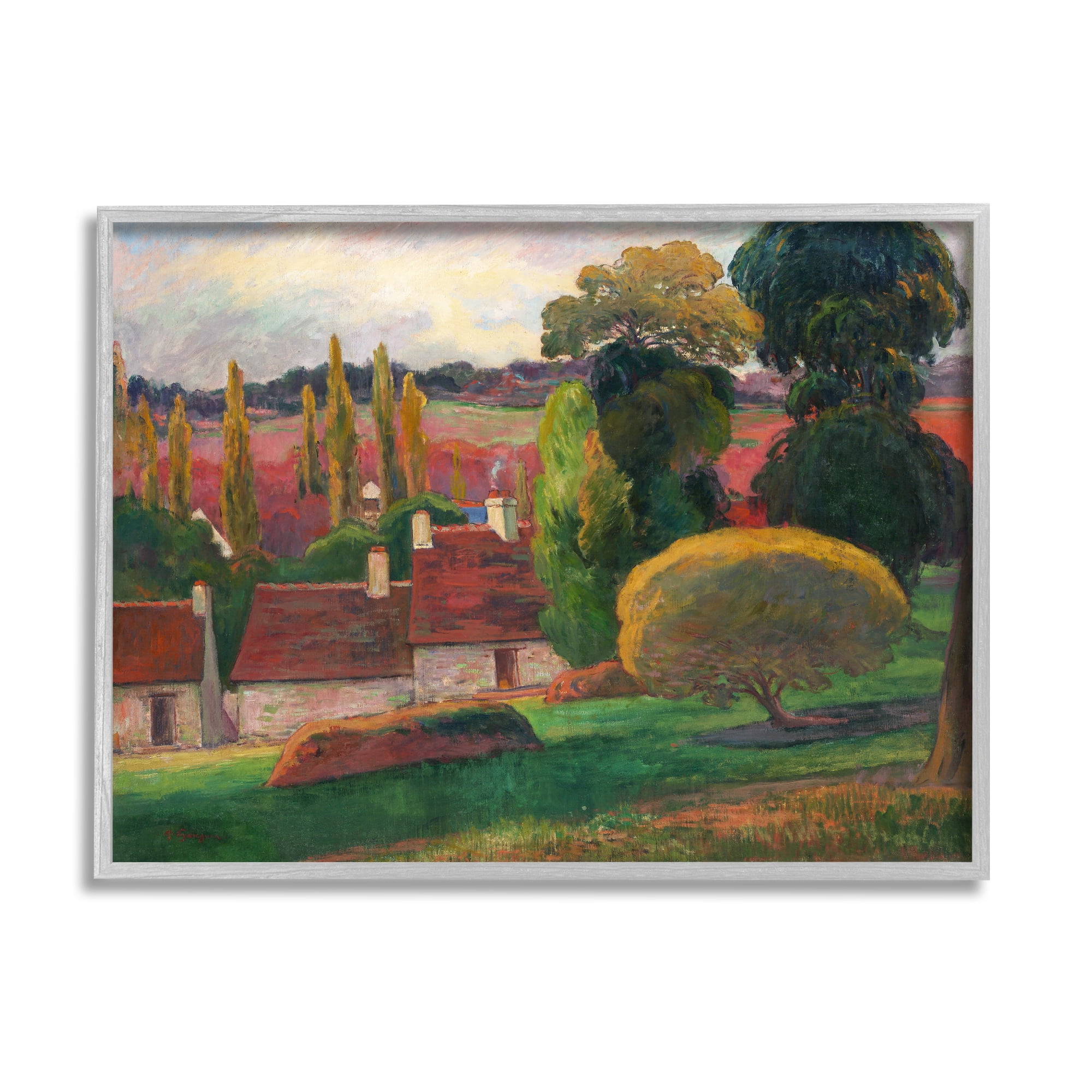 Stupell A Farm In Brittany Gauguin Classic Landscape Painting Gray Framed Art Print Wall Art