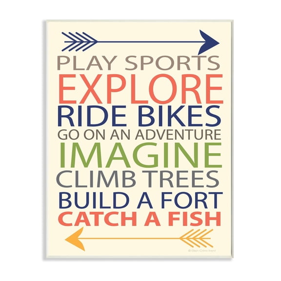 Stupell  A Kid's To-Do List with Arrows Typography Art Wall Plaque