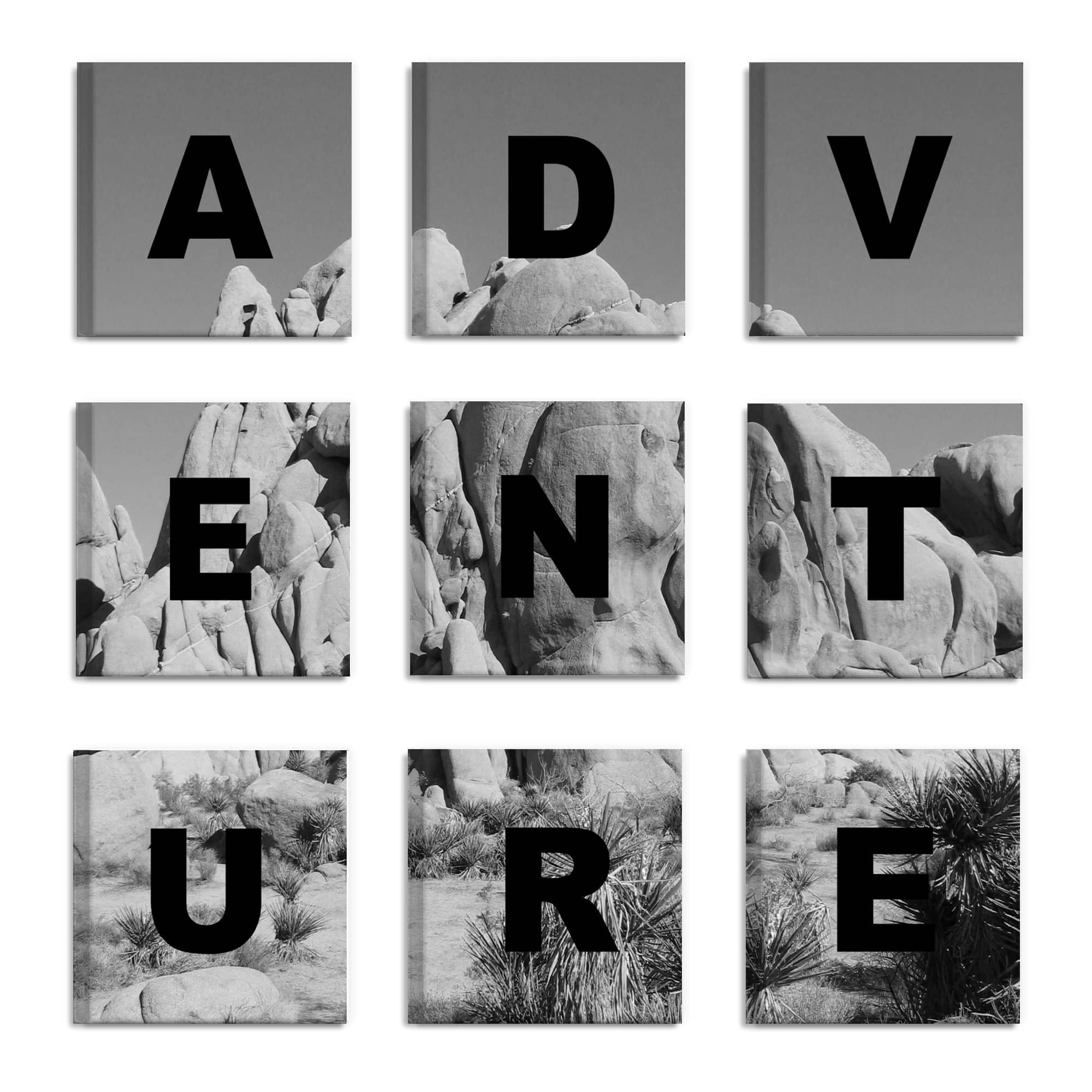 Stupell  ADVENTURE Black and White 9pc Multi Piece Canvas Wall Art Set