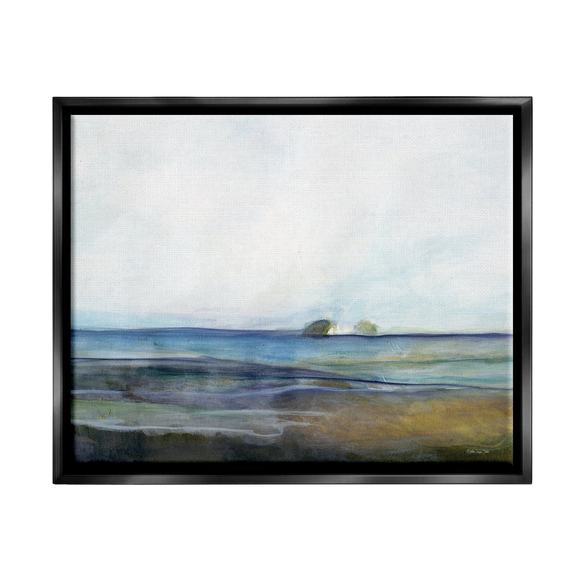 Stupell Abstract Beach Shore Nautical Landscape Abstract Painting Black Floater Framed Art Print Wall Art