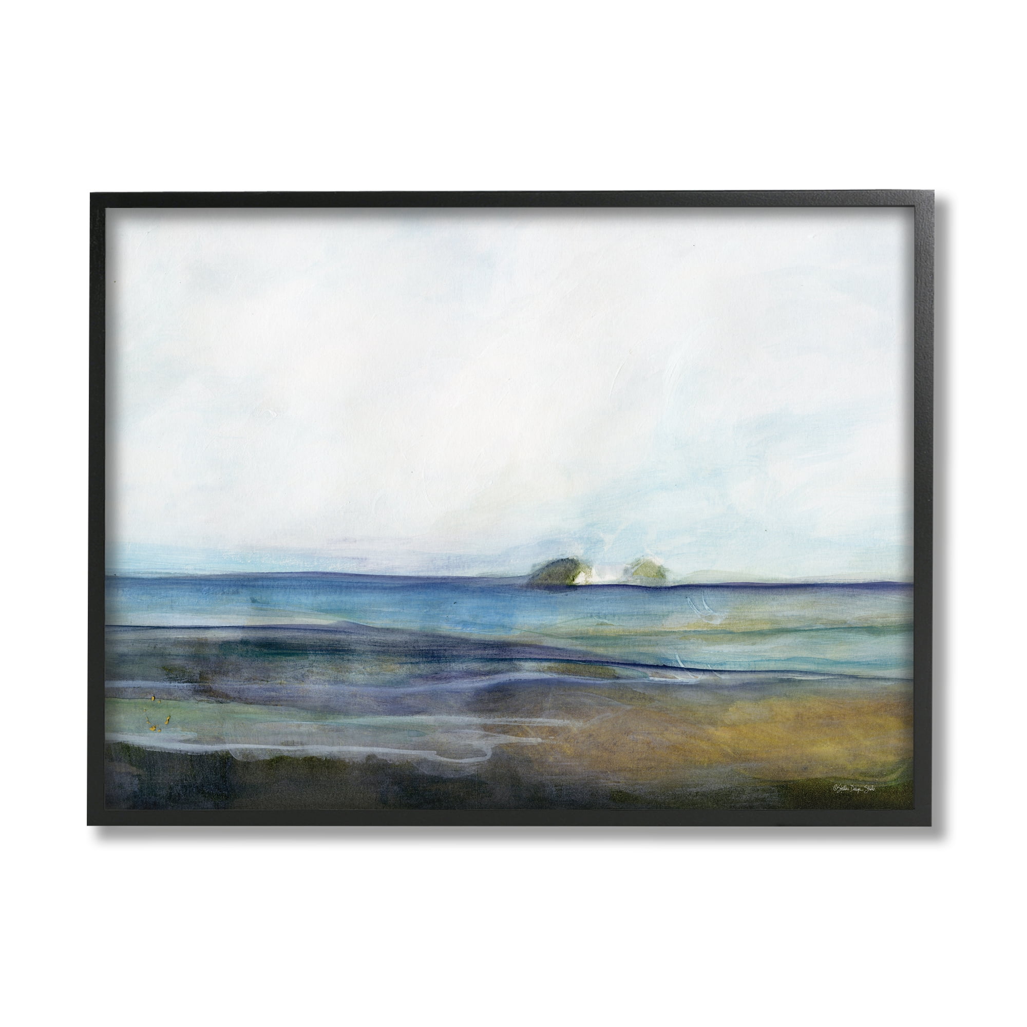 Stupell Abstract Beach Shore Nautical Landscape Abstract Painting Black Framed Art Print Wall Art