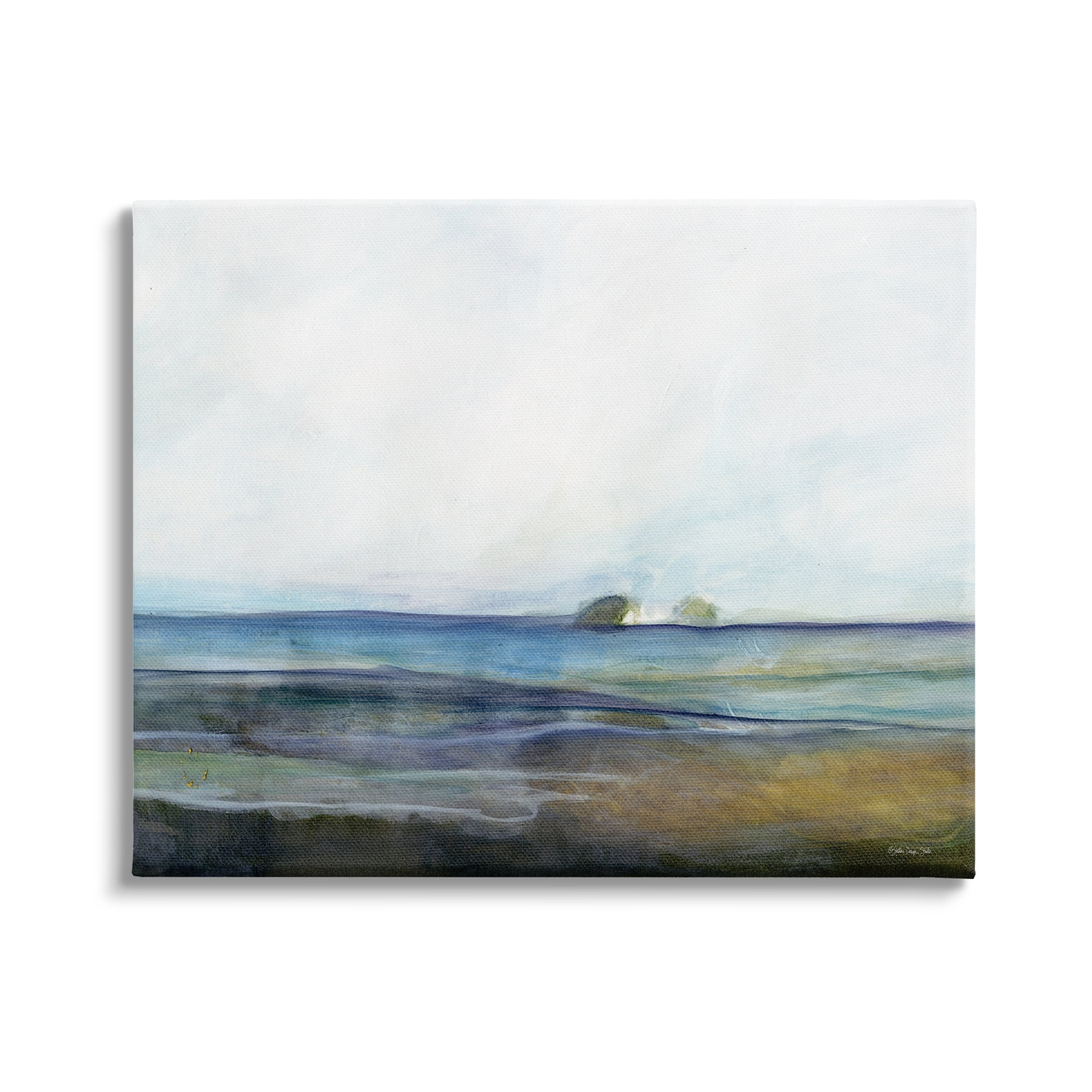 Large Blue and Beige Abstract Coastal Canvas Art