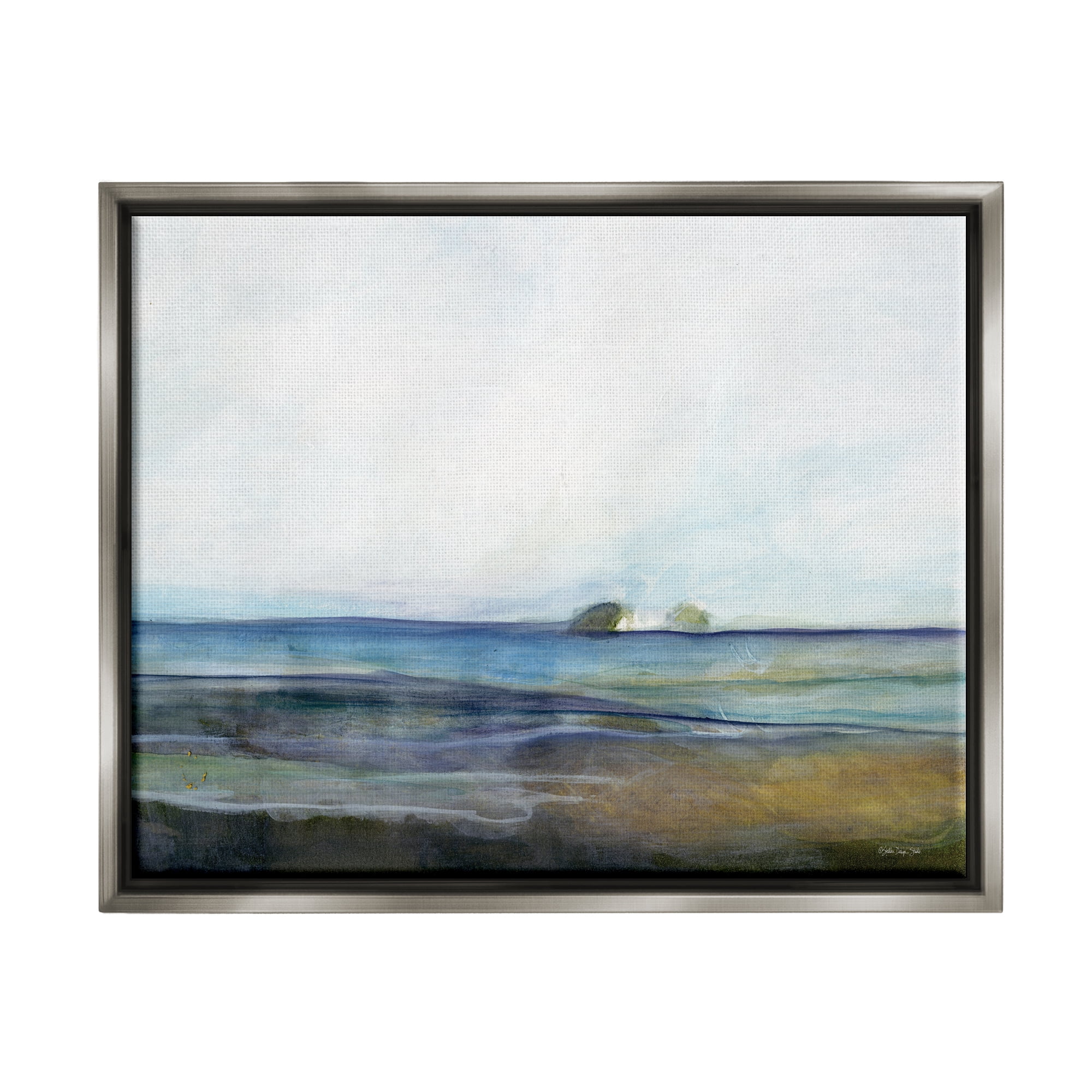 Stupell Abstract Beach Shore Nautical Landscape Abstract Painting Gray Floater Framed Art Print Wall Art