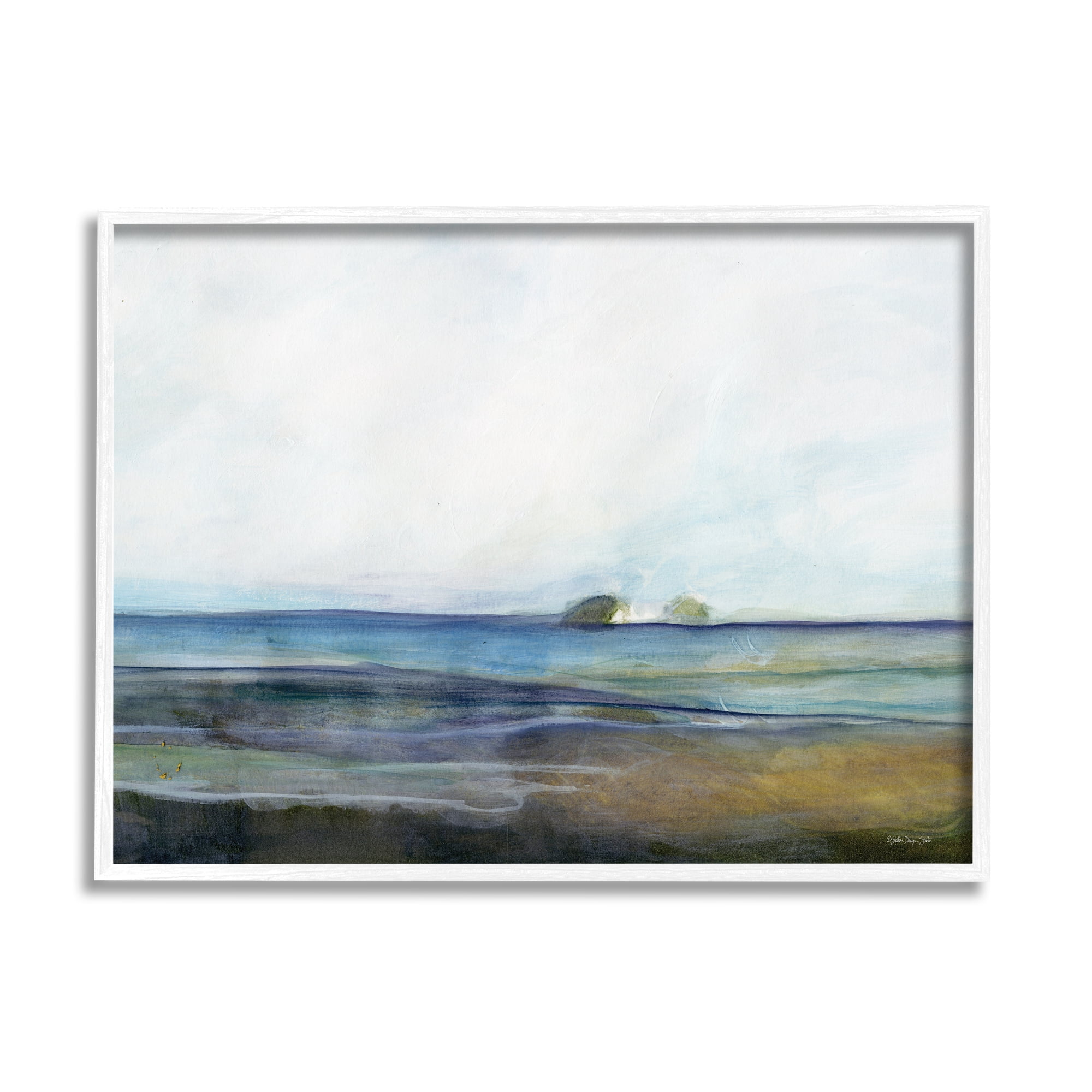 Stupell Abstract Beach Shore Nautical Landscape Abstract Painting White Framed Art Print Wall Art