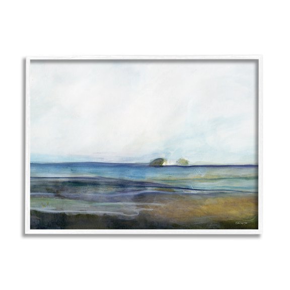 Stupell Abstract Beach Shore Nautical Landscape Abstract Painting White Framed Art Print Wall Art