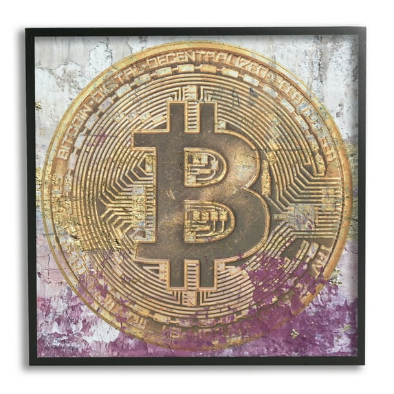 Stupell Abstract Bitcoin Logo Collage Beauty & Fashion Painting Black Framed Art Print Wall Art