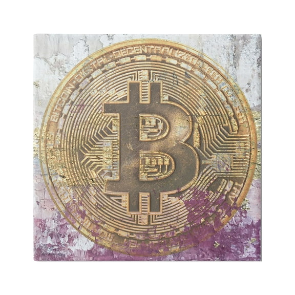Stupell Abstract Bitcoin Logo Collage Beauty & Fashion Painting Gallery Wrapped Canvas Print Wall Art