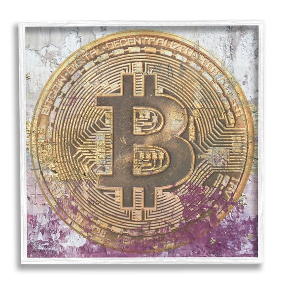Stupell Abstract Bitcoin Logo Collage Beauty & Fashion Painting White Framed Art Print Wall Art