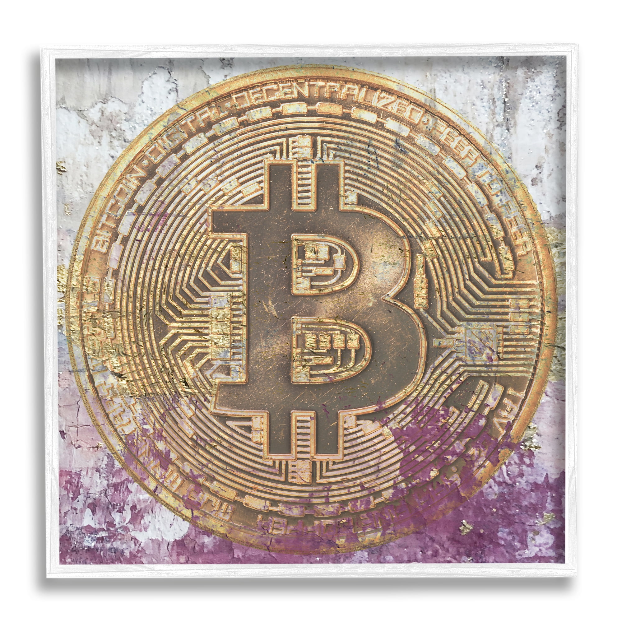 Free Shipping! Stupell Industries Abstract Bitcoin Logo Collage Framed  Giclee Wall Art White 24x24 - Walmart.com