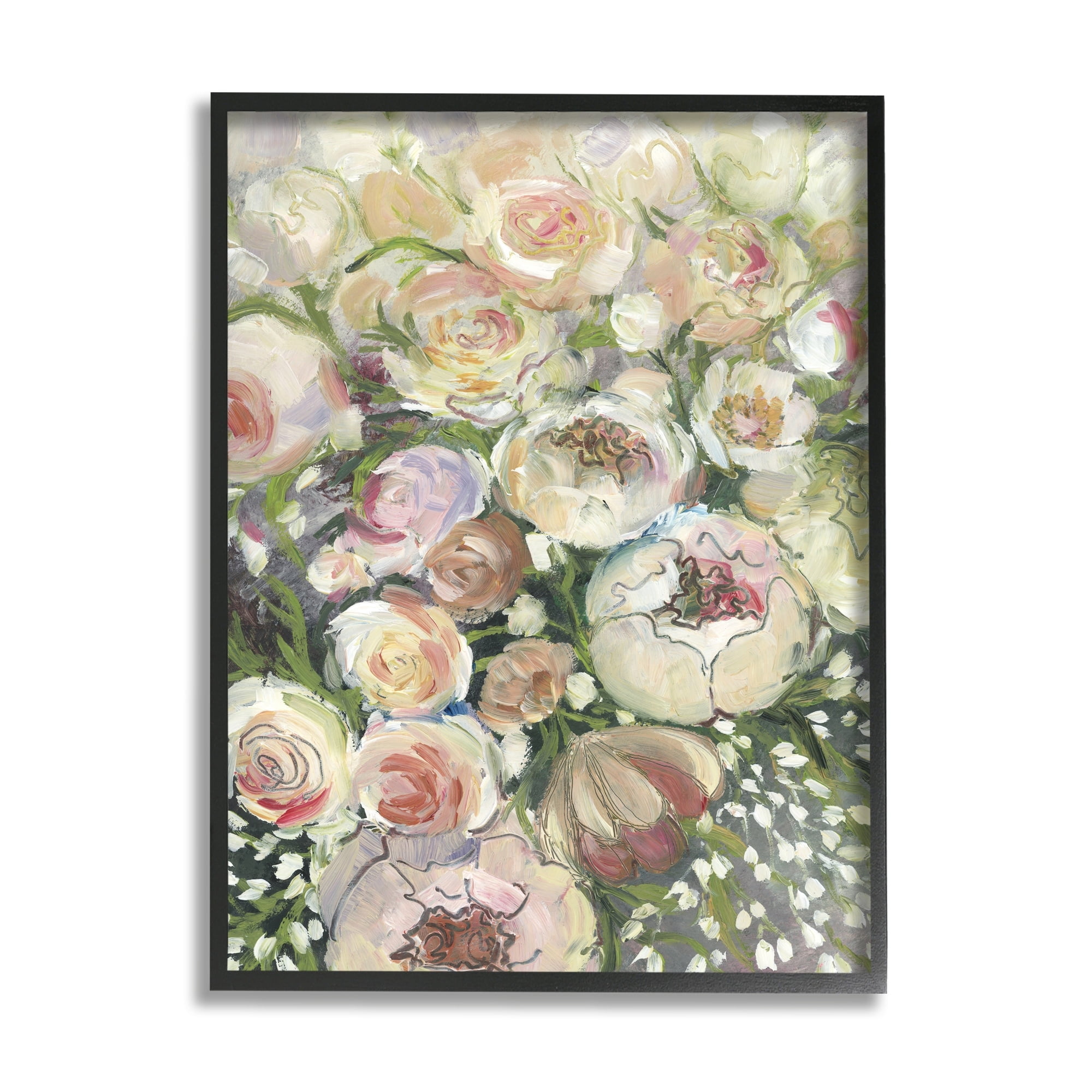 Stupell Abstract Blooming Garden Flowers Botanical & Floral Painting Black Framed Art Print Wall Art
