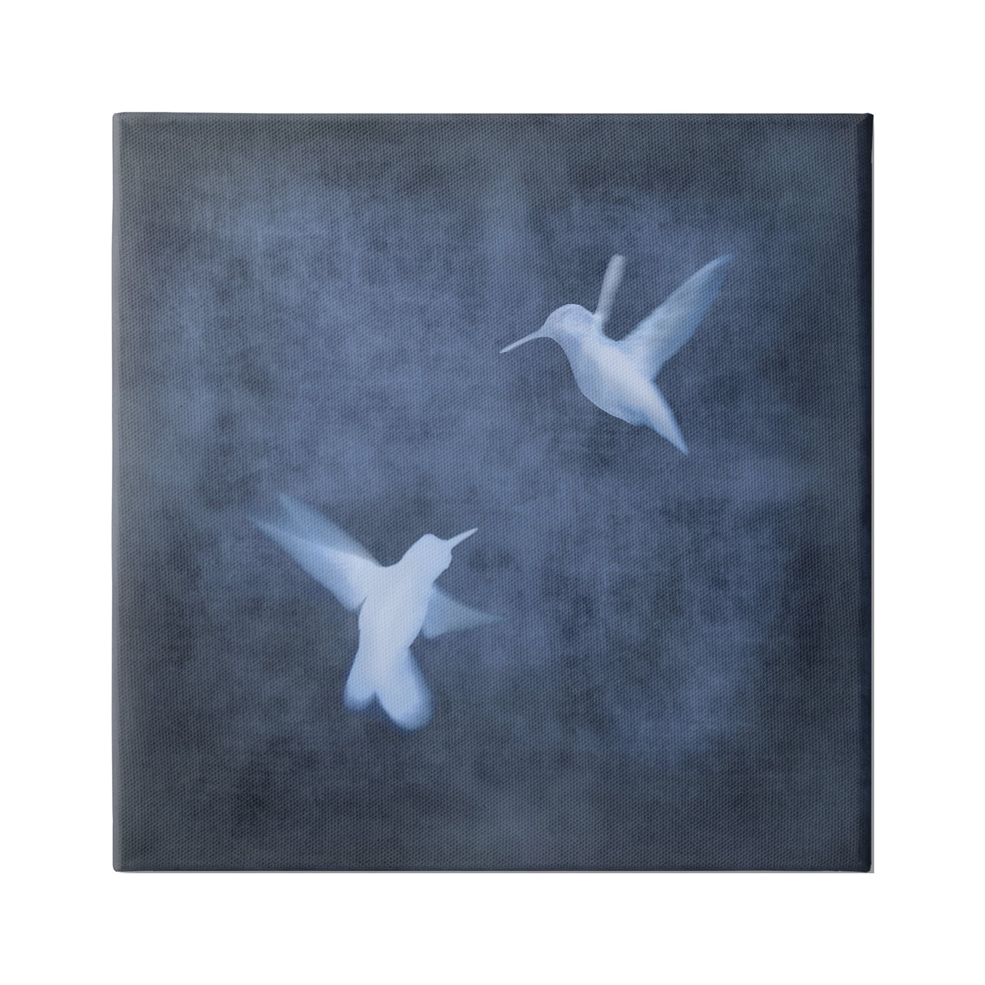 Stupell Abstract Blue Hummingbirds Silhouettes Animals & Insects Painting Gallery Wrapped Canvas Print Wall Art