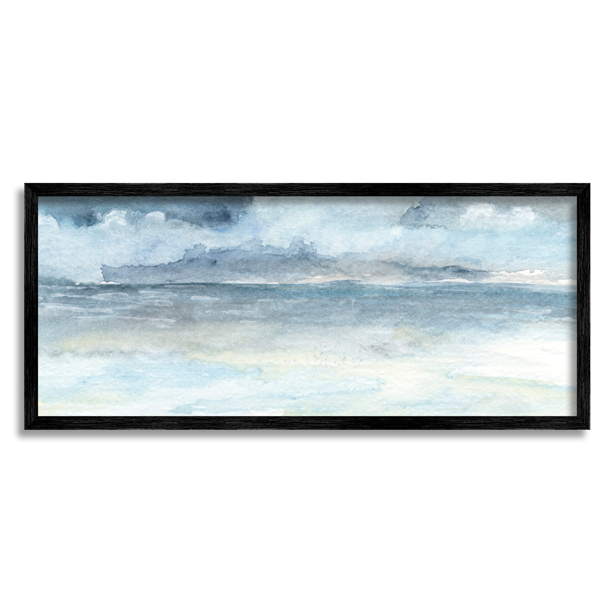 Stupell Abstract Cloudy Ocean Waves Landscape Painting Black Framed Art Print Wall Art
