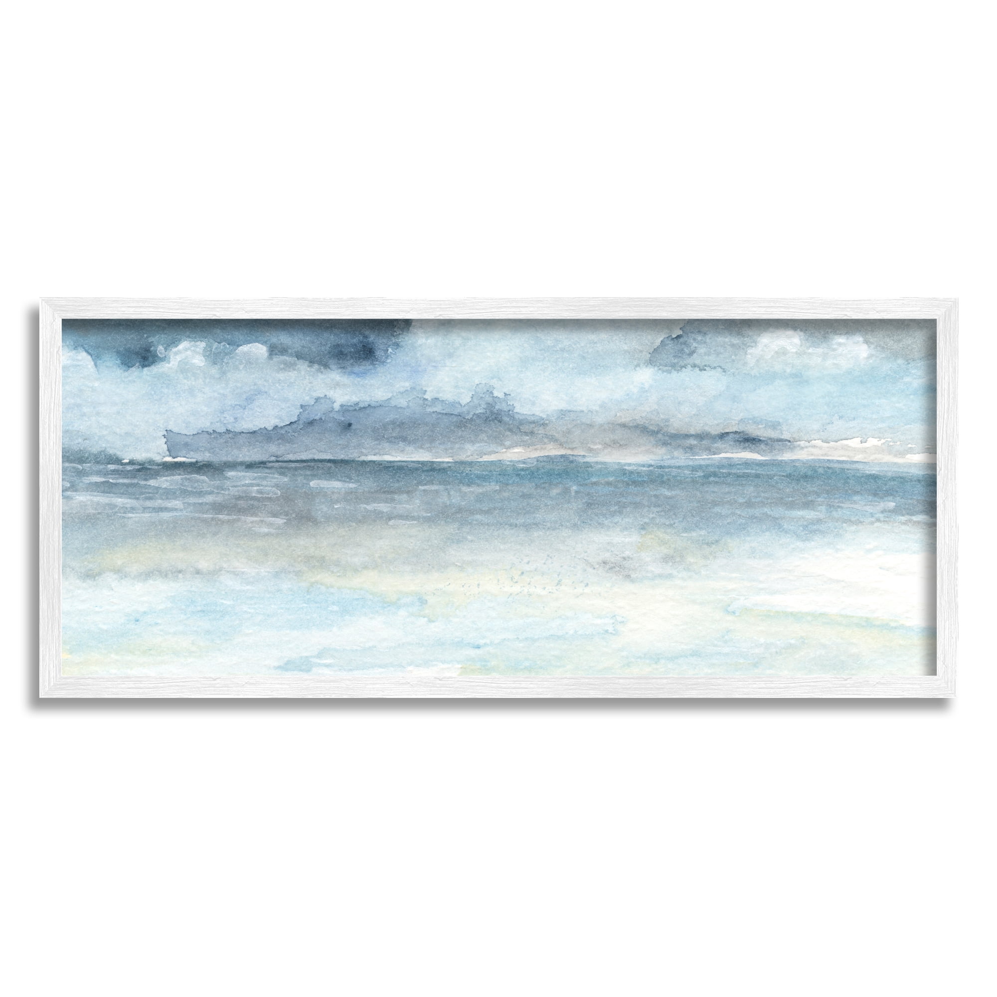 Stupell Abstract Cloudy Ocean Waves Landscape Painting White Framed Art Print Wall Art