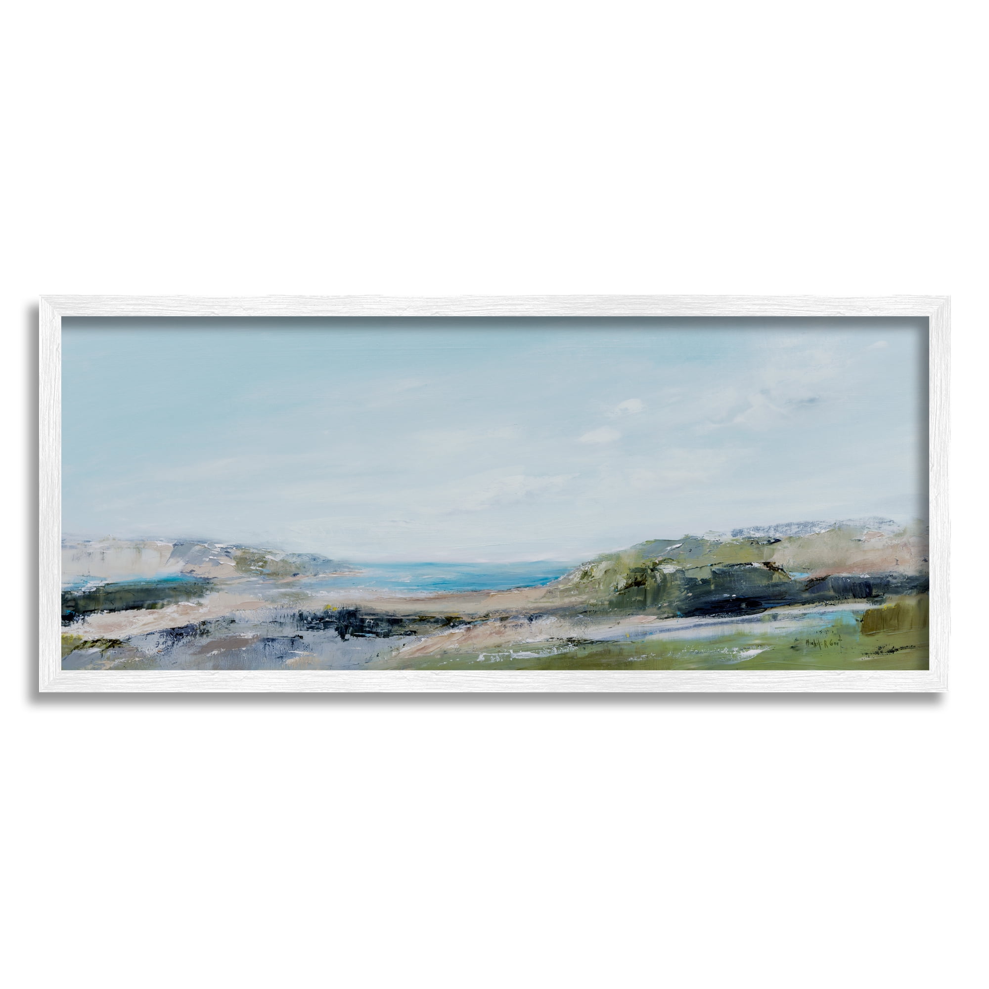 Stupell Abstract Coastal Cliffs Landscape Landscape Painting White Framed Art Print Wall Art