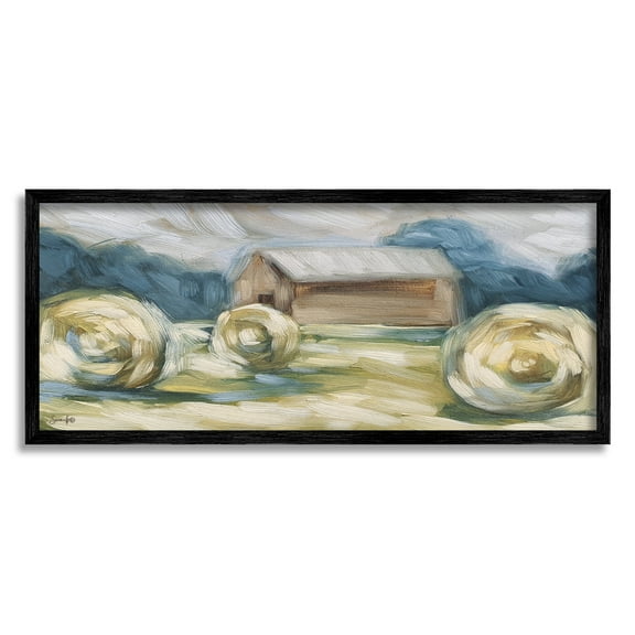 Stupell Abstract Country Hay Bales Landscape Painting Black Framed Art Print Wall Art