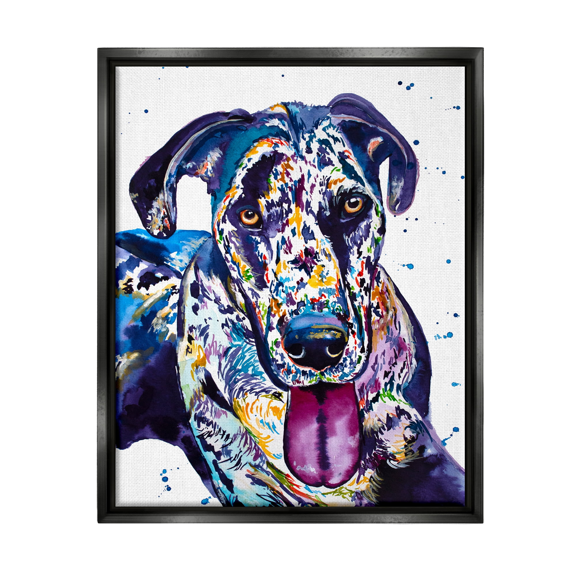 Stupell Abstract Dog Modern Pet Portrait Animals & Insects Painting Black Floater Framed Art Print Wall Art