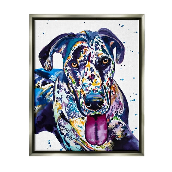 Stupell Abstract Dog Modern Pet Portrait Animals & Insects Painting Gray Floater Framed Art Print Wall Art