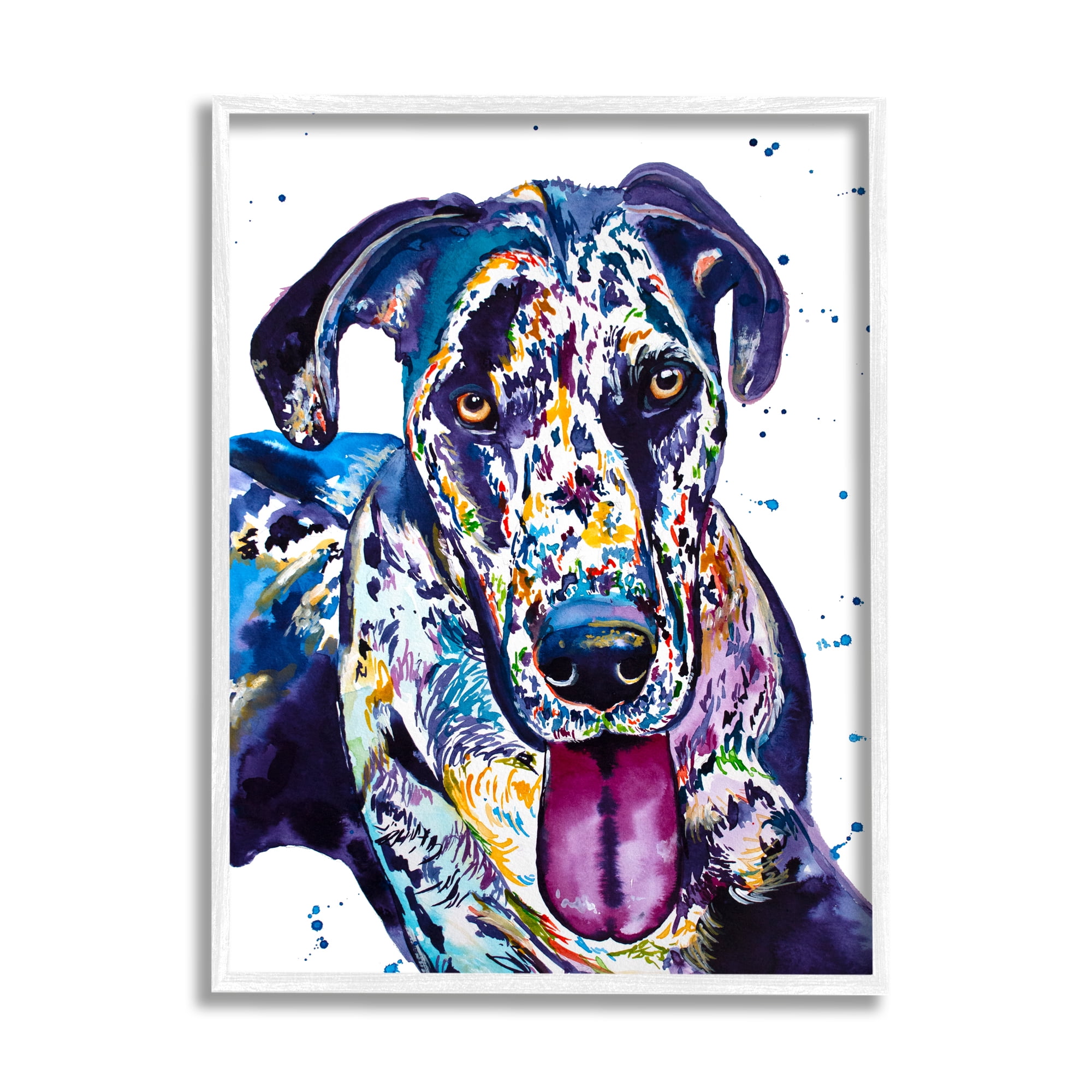Stupell Abstract Dog Modern Pet Portrait Animals & Insects Painting White Framed Art Print Wall Art