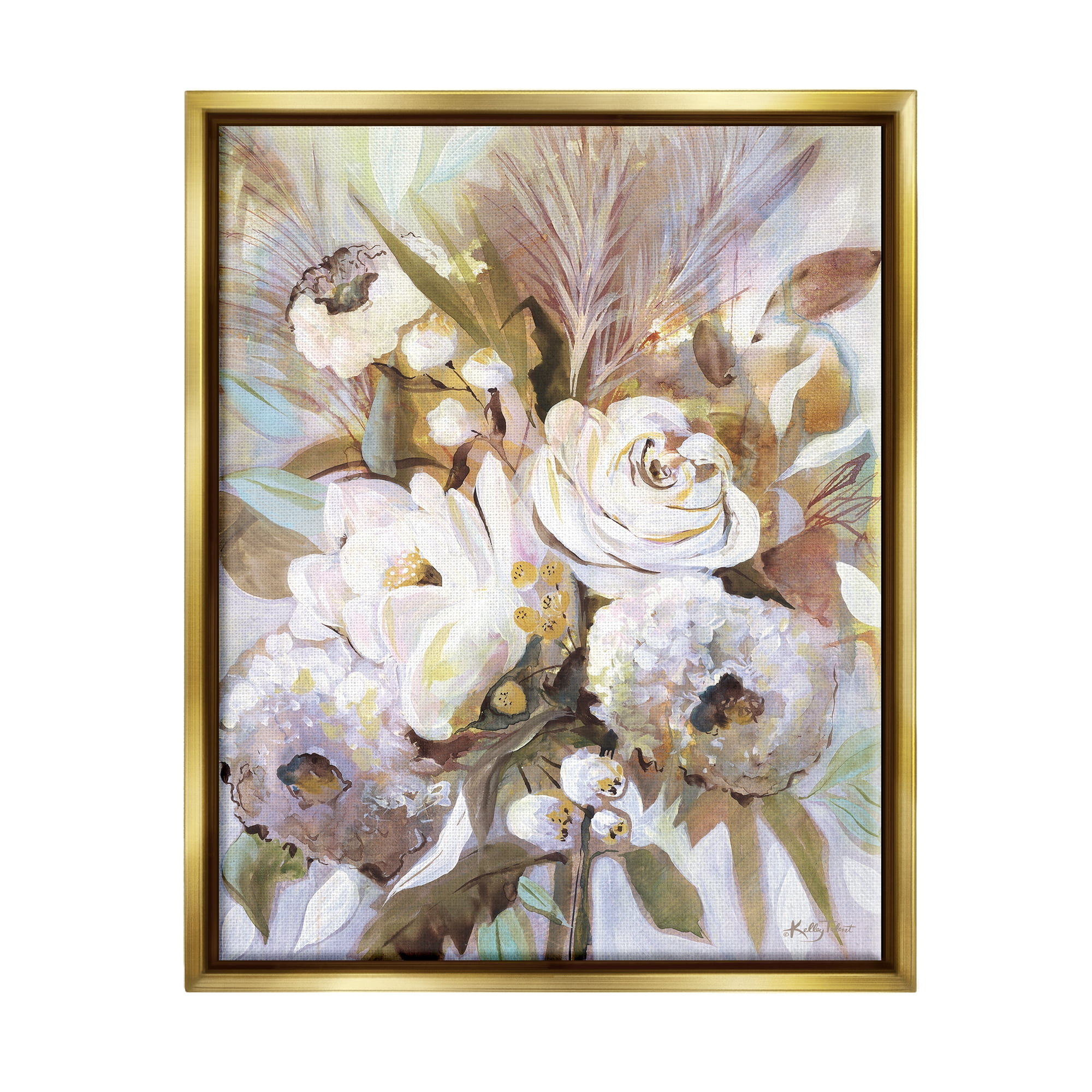 Stupell Abstract Flower Bouquet Mixed Florals Botanical & Floral Painting Gold Floater Framed Art Print Wall Art