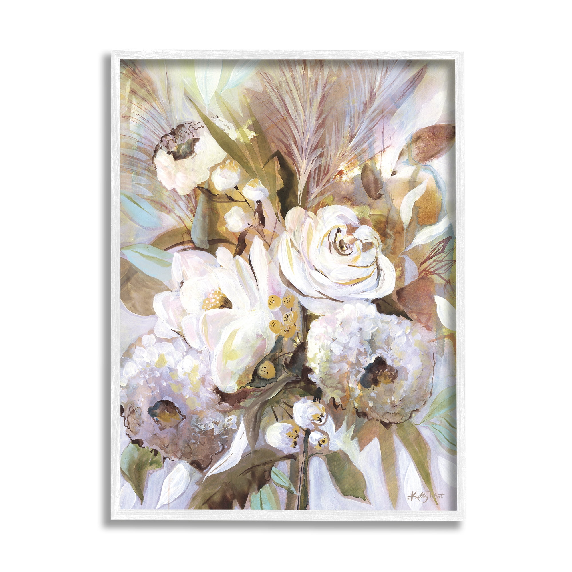 Stupell Abstract Flower Bouquet Mixed Florals Botanical & Floral Painting White Framed Art Print Wall Art