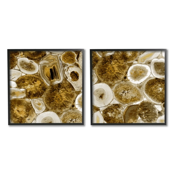 Stupell Abstract Geodes Mineral Nature Abstract Photography Black Framed Art Print Wall Art, Set of 2