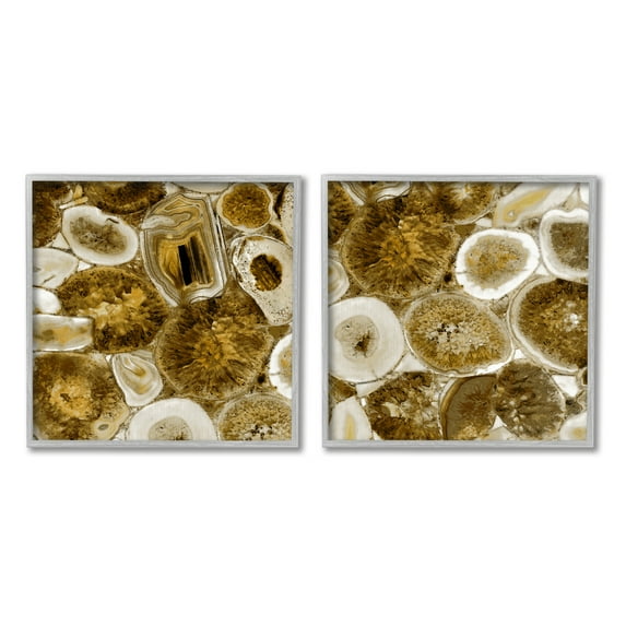 Stupell Abstract Geodes Mineral Nature Abstract Photography Gray Framed Art Print Wall Art, Set of 2