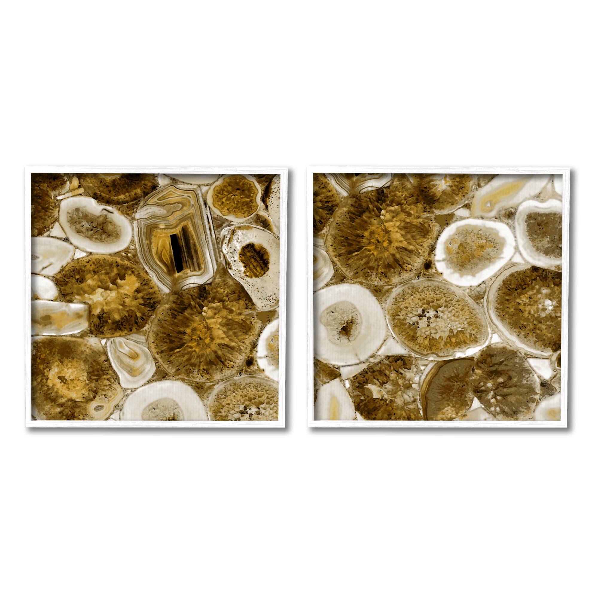 Stupell Abstract Geodes Mineral Nature Abstract Photography White Framed Art Print Wall Art, Set of 2