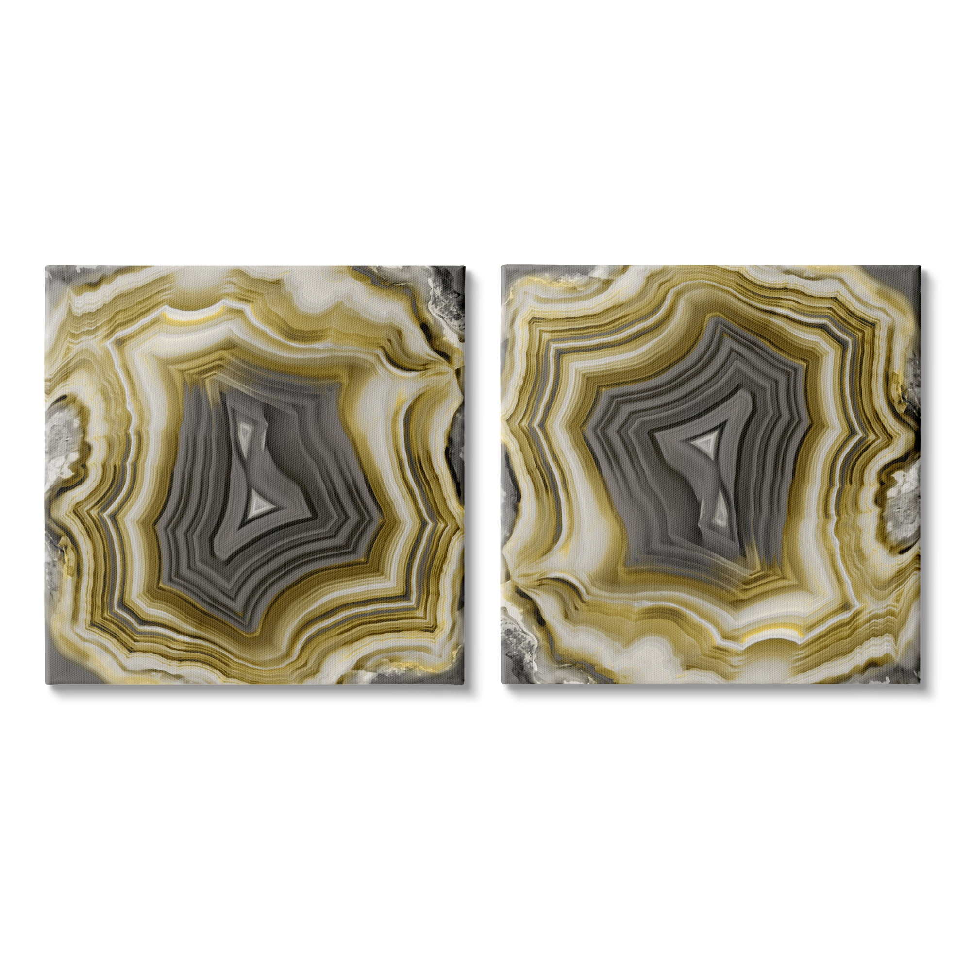 Stupell Abstract Gold & Grey Agate Nature Abstract Photography Gallery Wrapped Canvas Print Wall Art, Set of 2