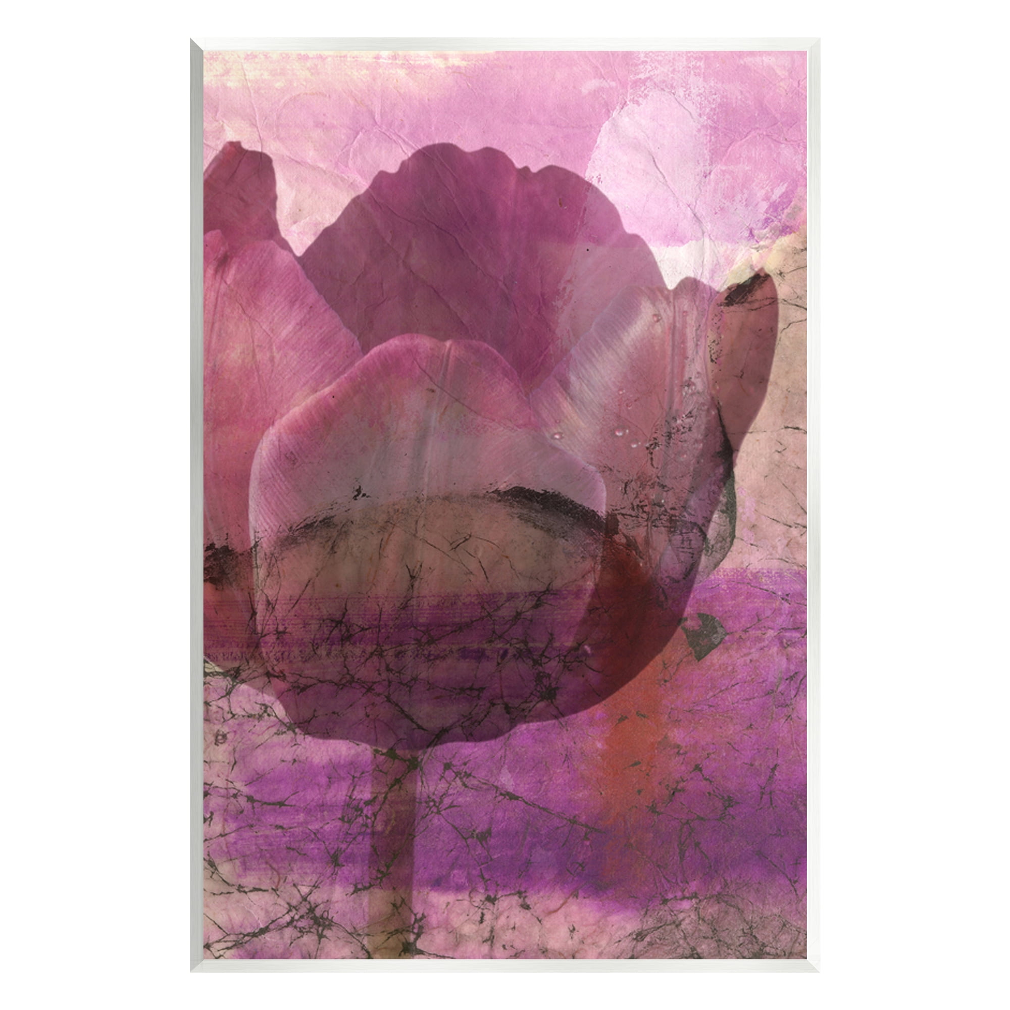 Stupell Abstract Pink Distressed Tulip Collage Botanical & Floral Painting Wall Plaque Unframed Art Print Wall Art