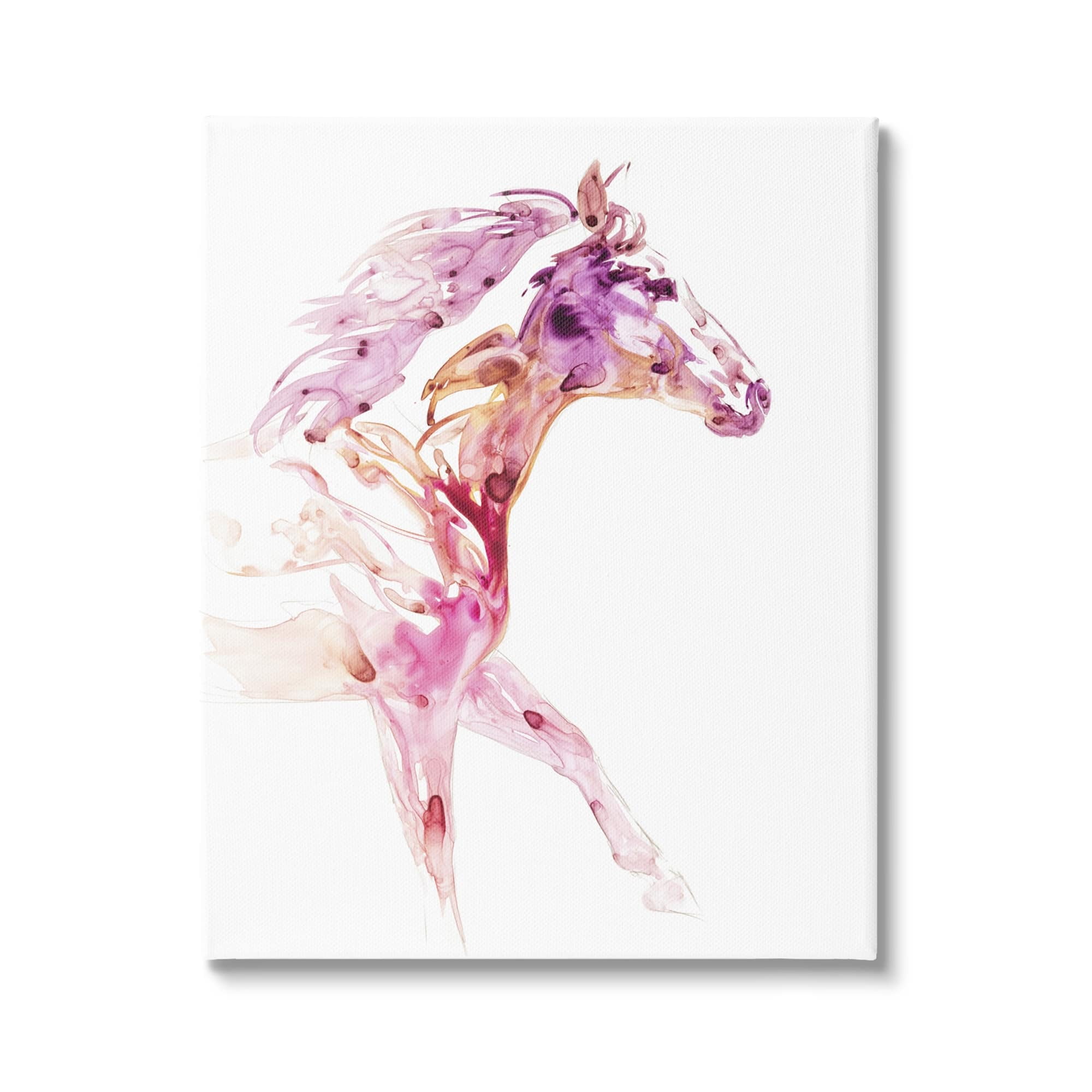 Stupell Abstract Pink Horse Galloping Animals & Insects Painting Gallery Wrapped Canvas Print Wall Art
