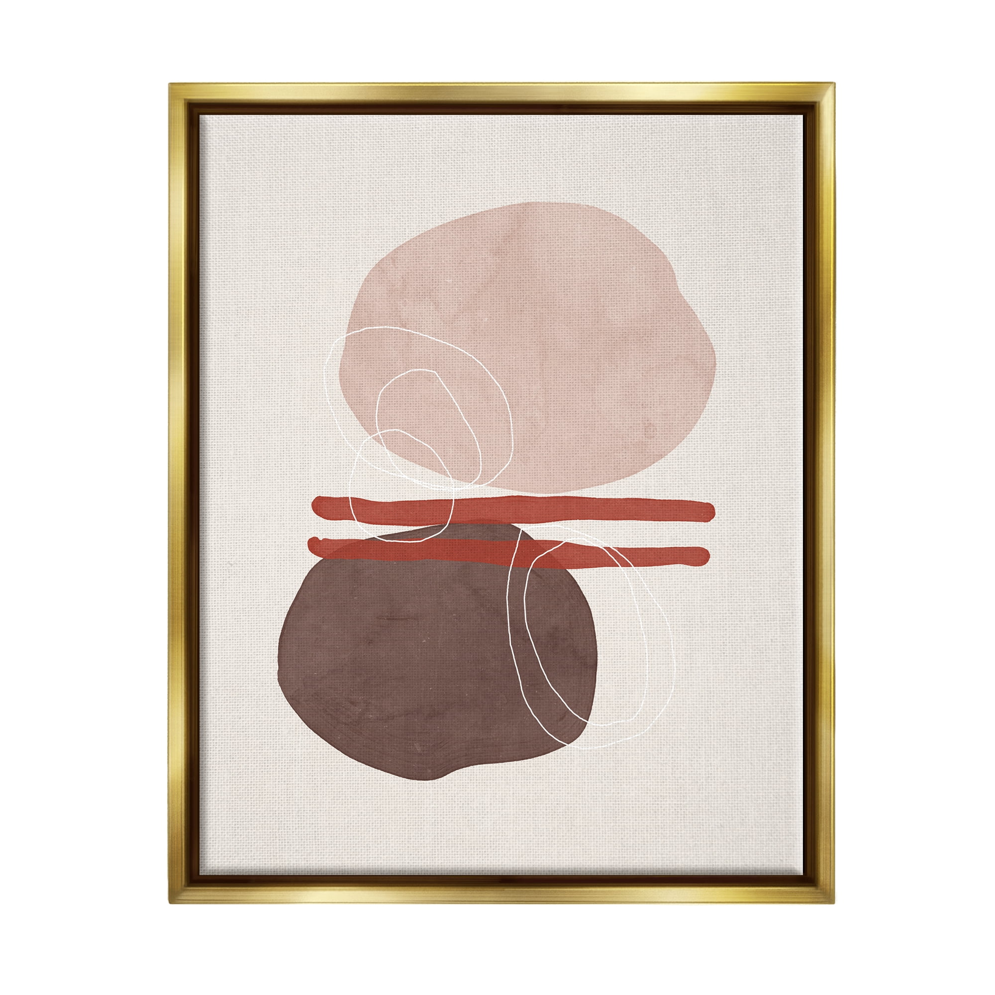 Stupell Abstract Round Shapes Contemporary Abstract Painting Gold Floater Framed Art Print Wall Art