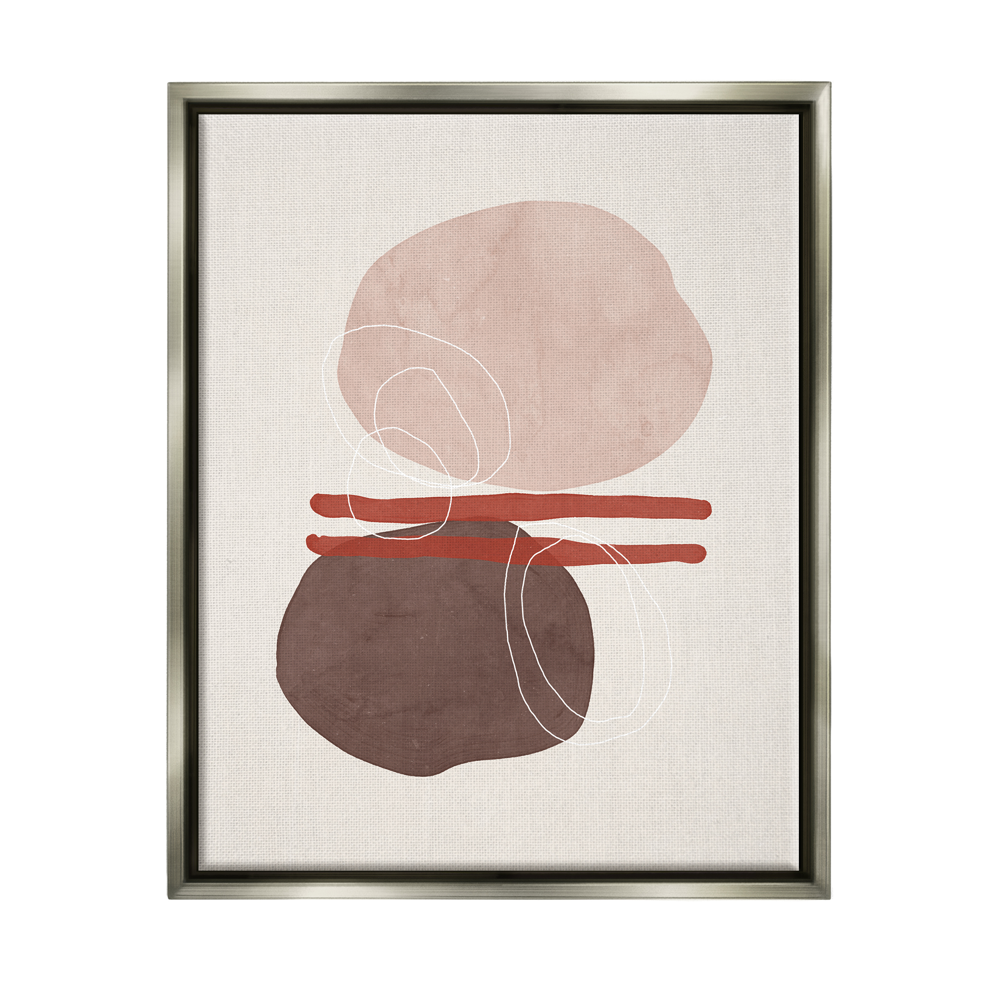 Stupell Abstract Round Shapes Contemporary Abstract Painting Gray Floater Framed Art Print Wall Art
