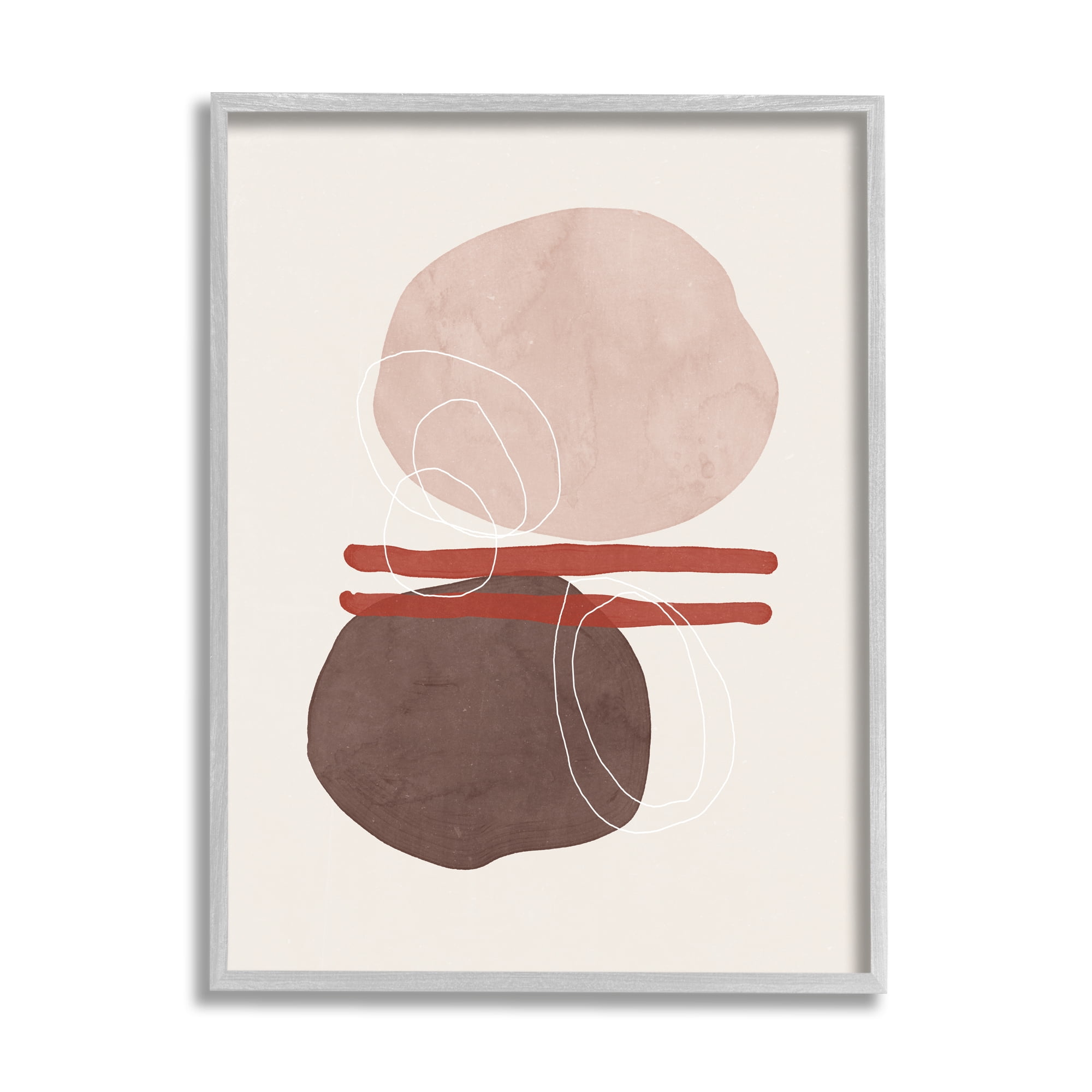 Stupell Abstract Round Shapes Contemporary Abstract Painting Gray Framed Art Print Wall Art