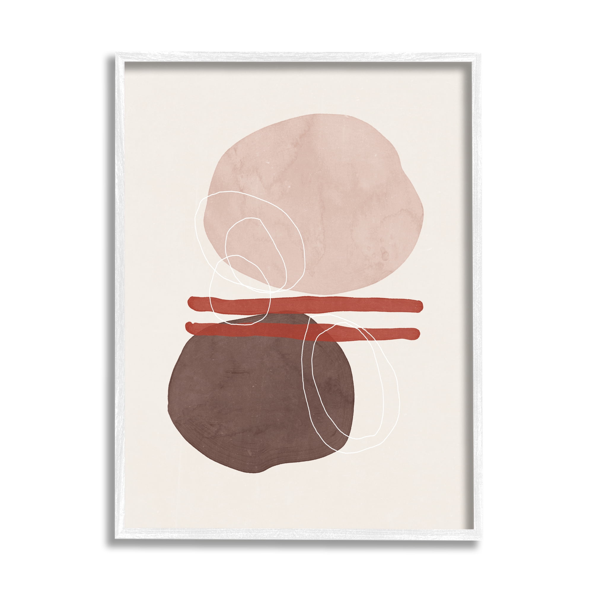Stupell Abstract Round Shapes Contemporary Abstract Painting White Framed Art Print Wall Art