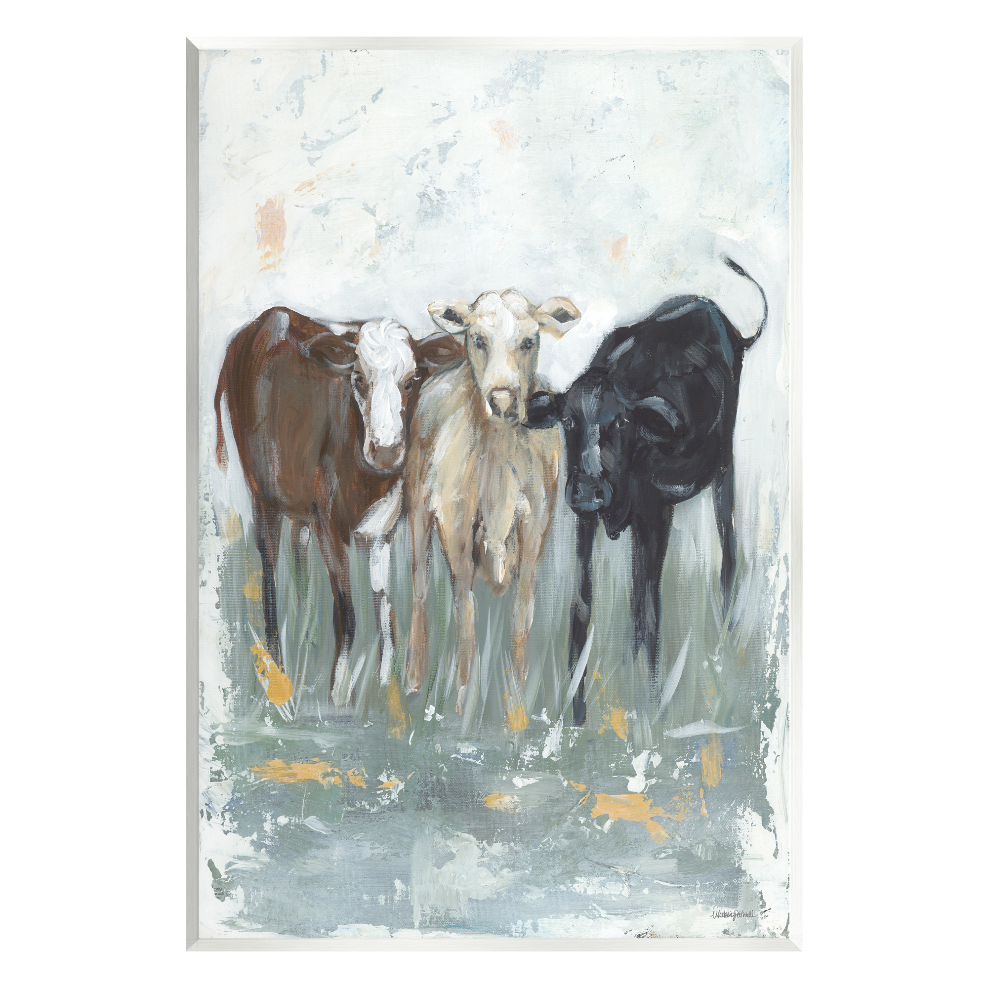 Stupell Abstract Rustic Country Cows Painting Animals & Insects Painting Wall Plaque Unframed Art Print Wall Art