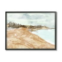 Stupell Abstract Sandy Beach Coastal Landscape Landscape Painting Black Framed Art Print Wall Art