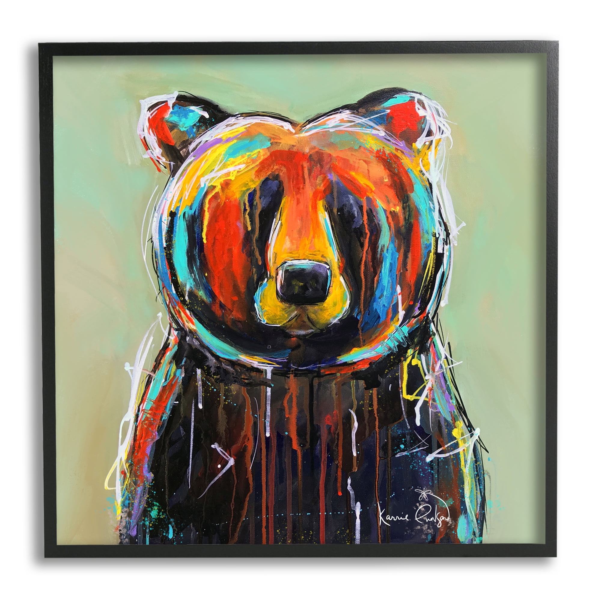 Stupell Abstract Urban Bear Graffiti Animals & Insects Painting Black Framed Art Print Wall Art