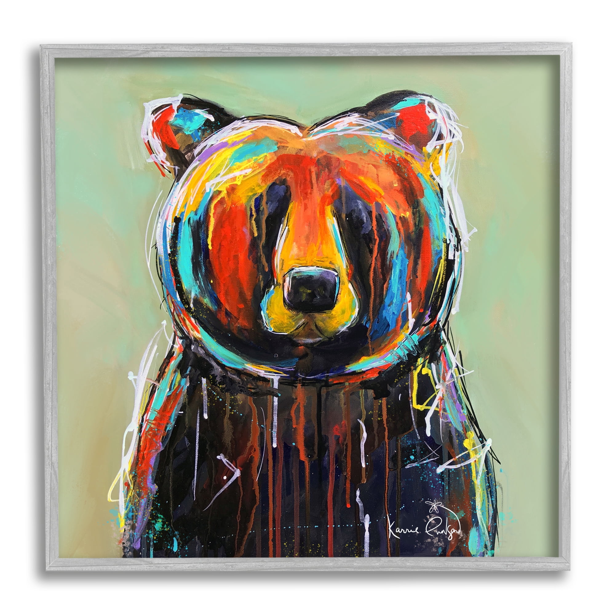 Stupell Abstract Urban Bear Graffiti Animals & Insects Painting Gray Framed Art Print Wall Art