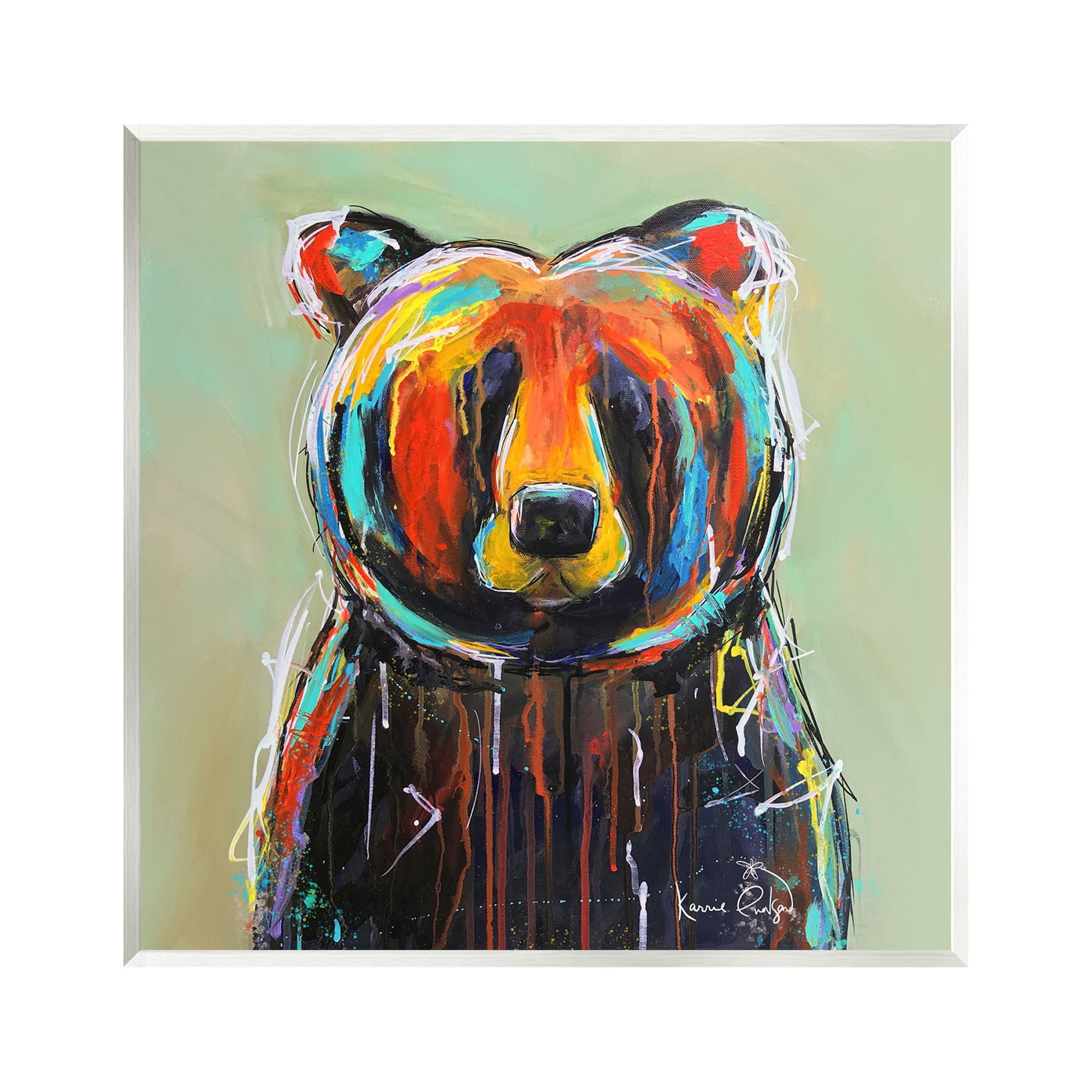 Stupell Abstract Urban Bear Graffiti Animals & Insects Painting Wall Plaque Unframed Art Print Wall Art