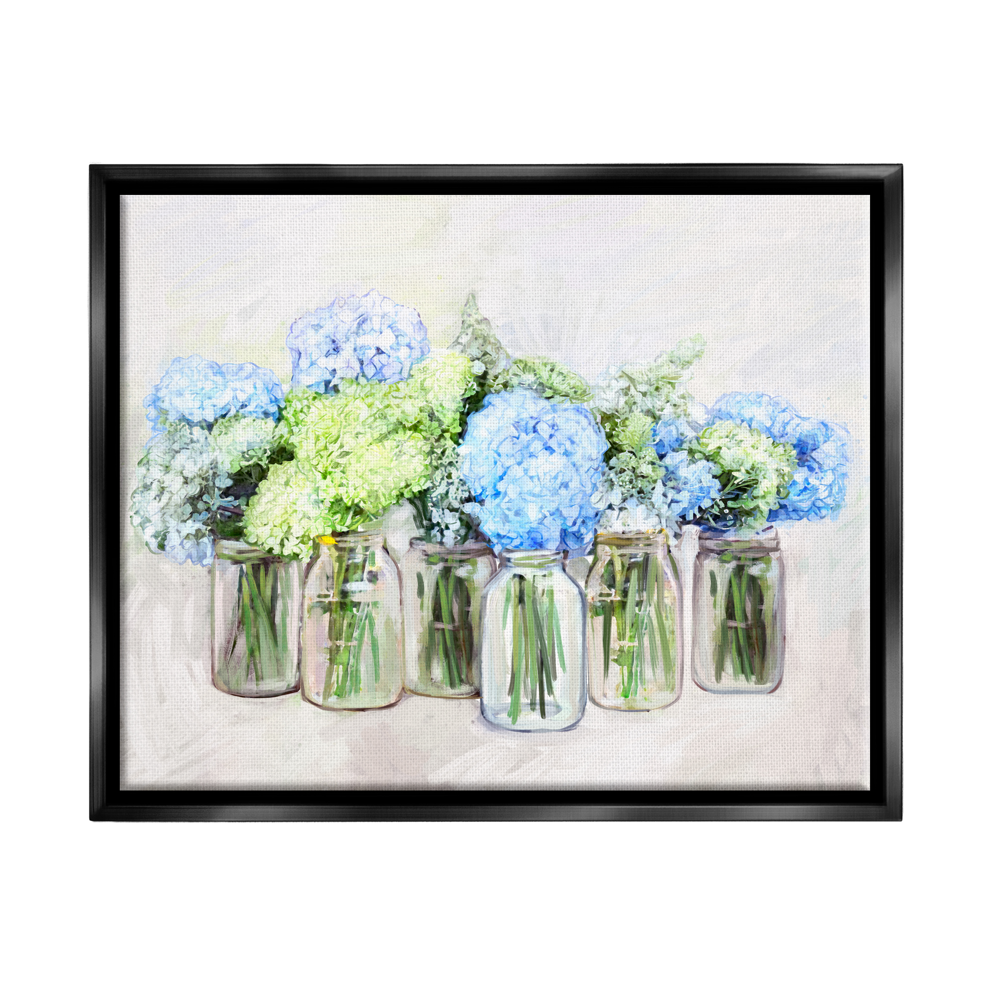 Stupell Abundant Hydrangea Bouquet Garden Botanical & Floral Painting Black Floater Framed Art Print Wall Art